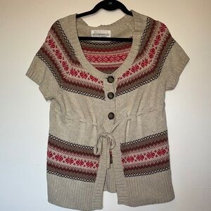 Aeropostale Cottage core Boho Beige/Red Cardigan Plus Size XL Lumberjack